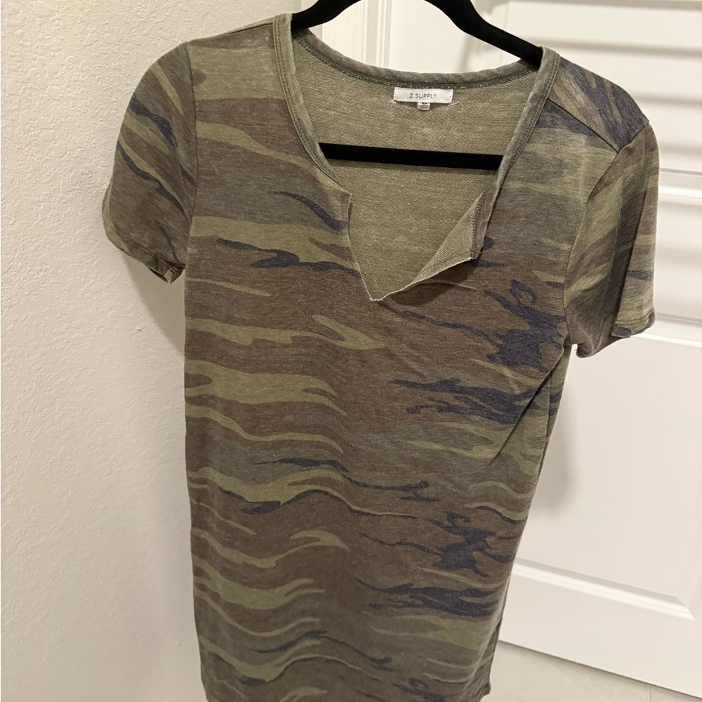 Camouflage V-Neck T-Shirt Dress